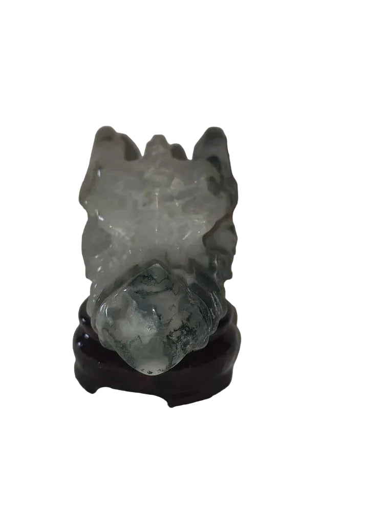 Moss Agate Dragon Skull