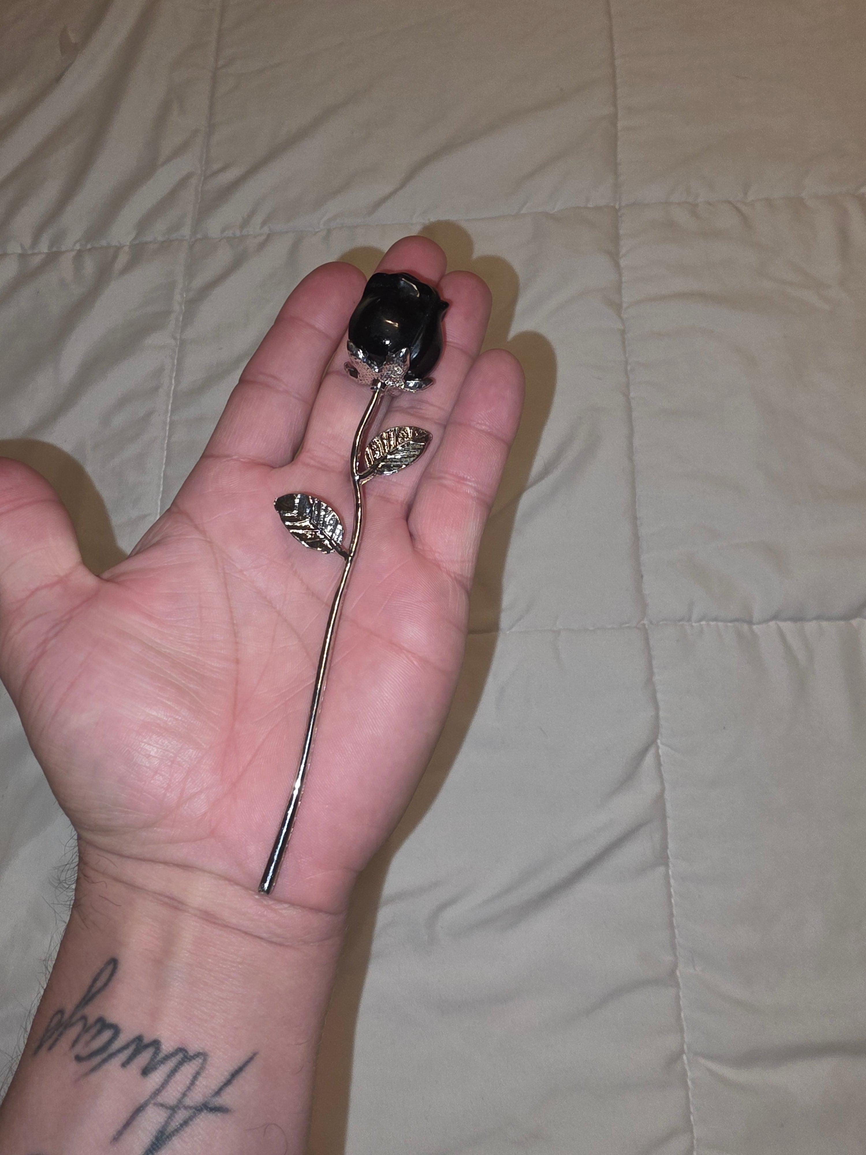 Black Agate Crystal Rose