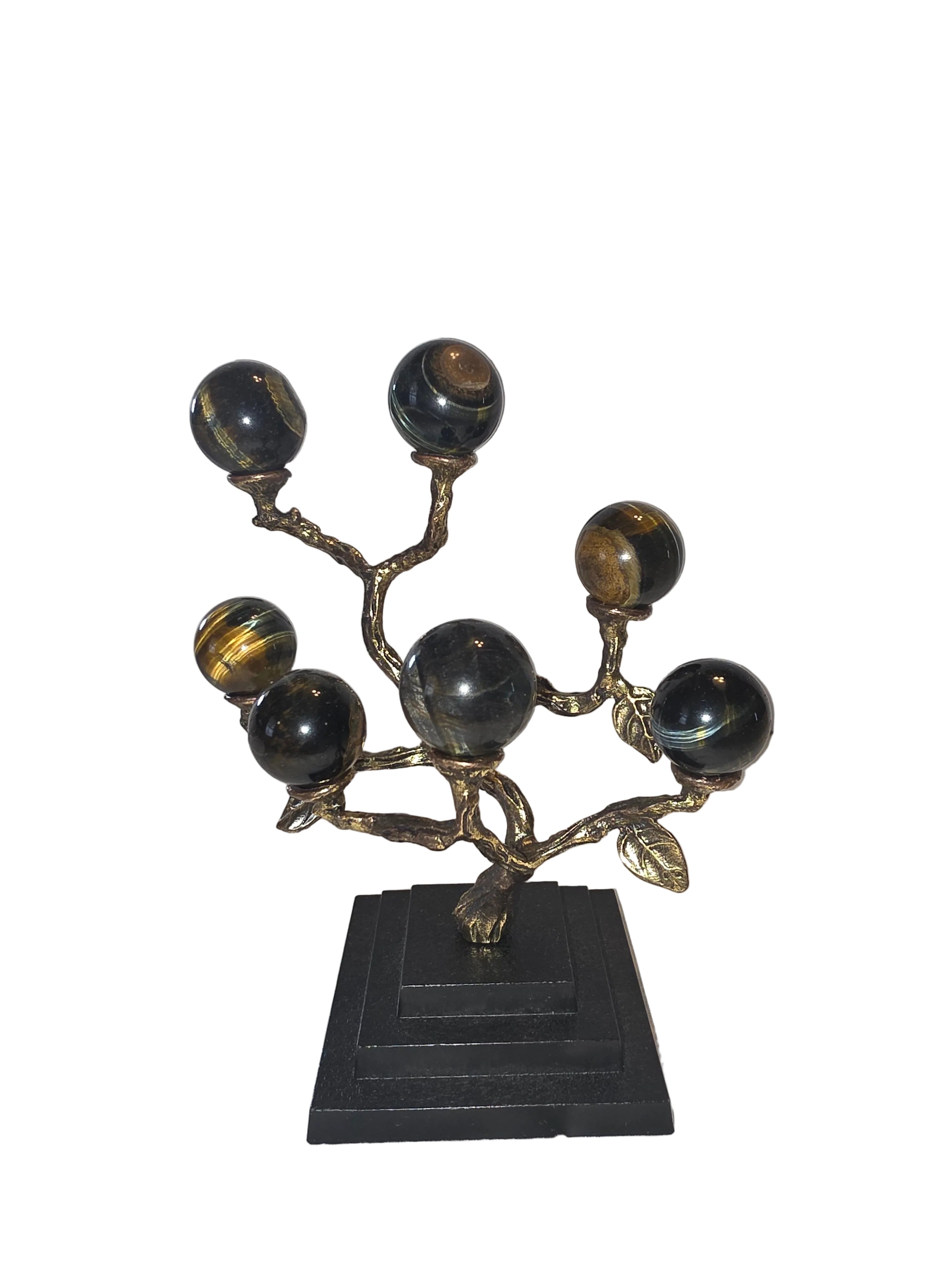 7 Tigers Eye Crystal Sphere Tree