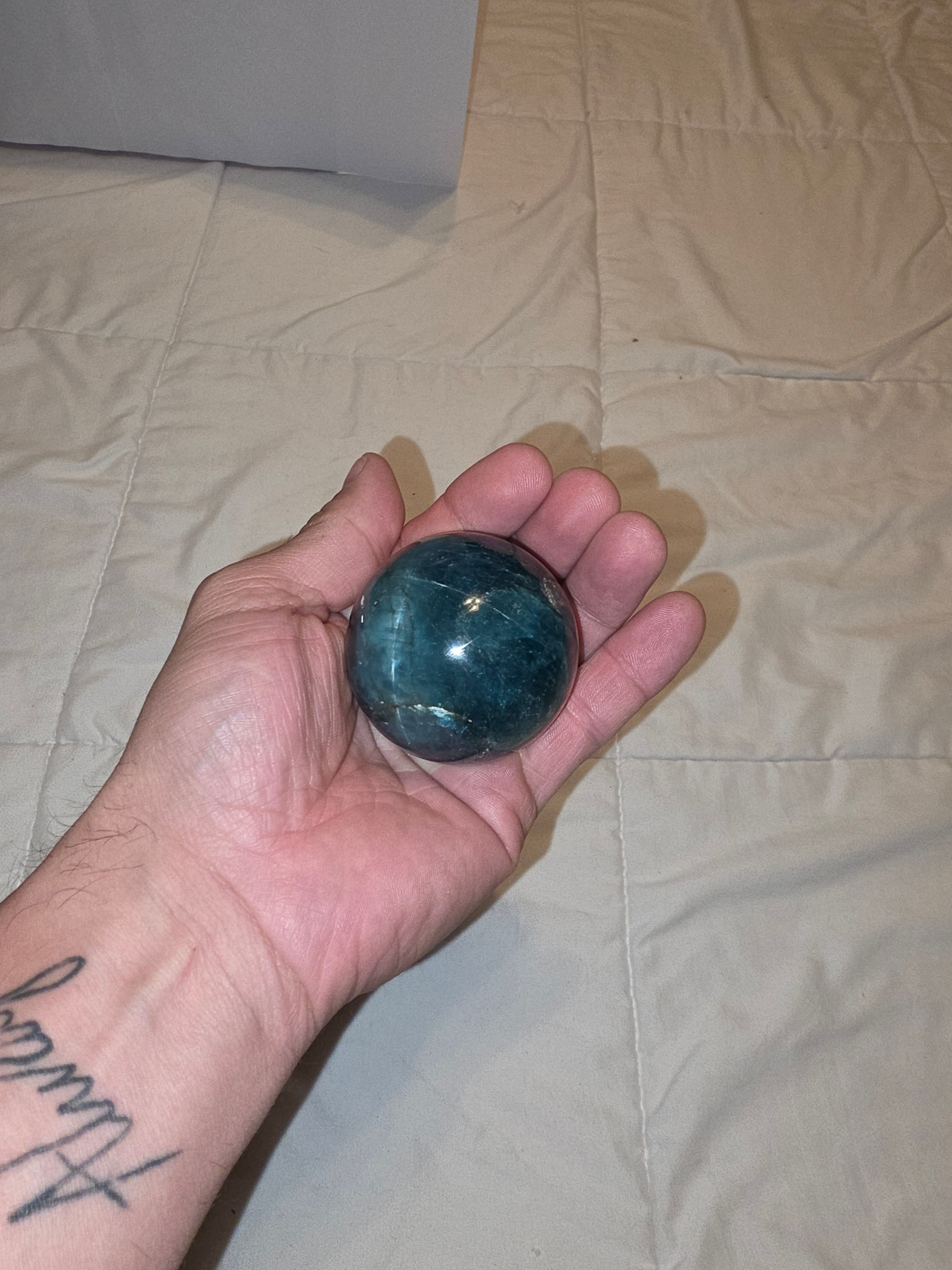 Blue Apatite Crystal Sphere