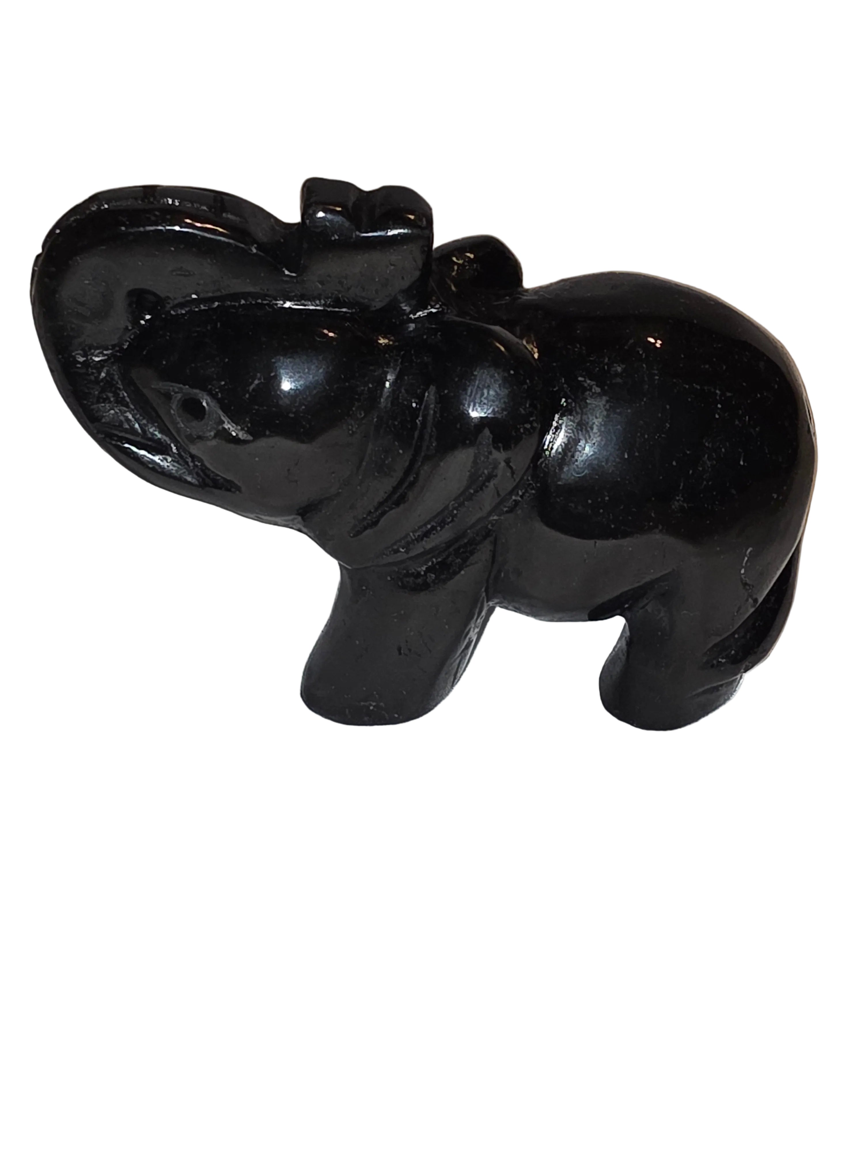 Black Agate Elephant Crystal