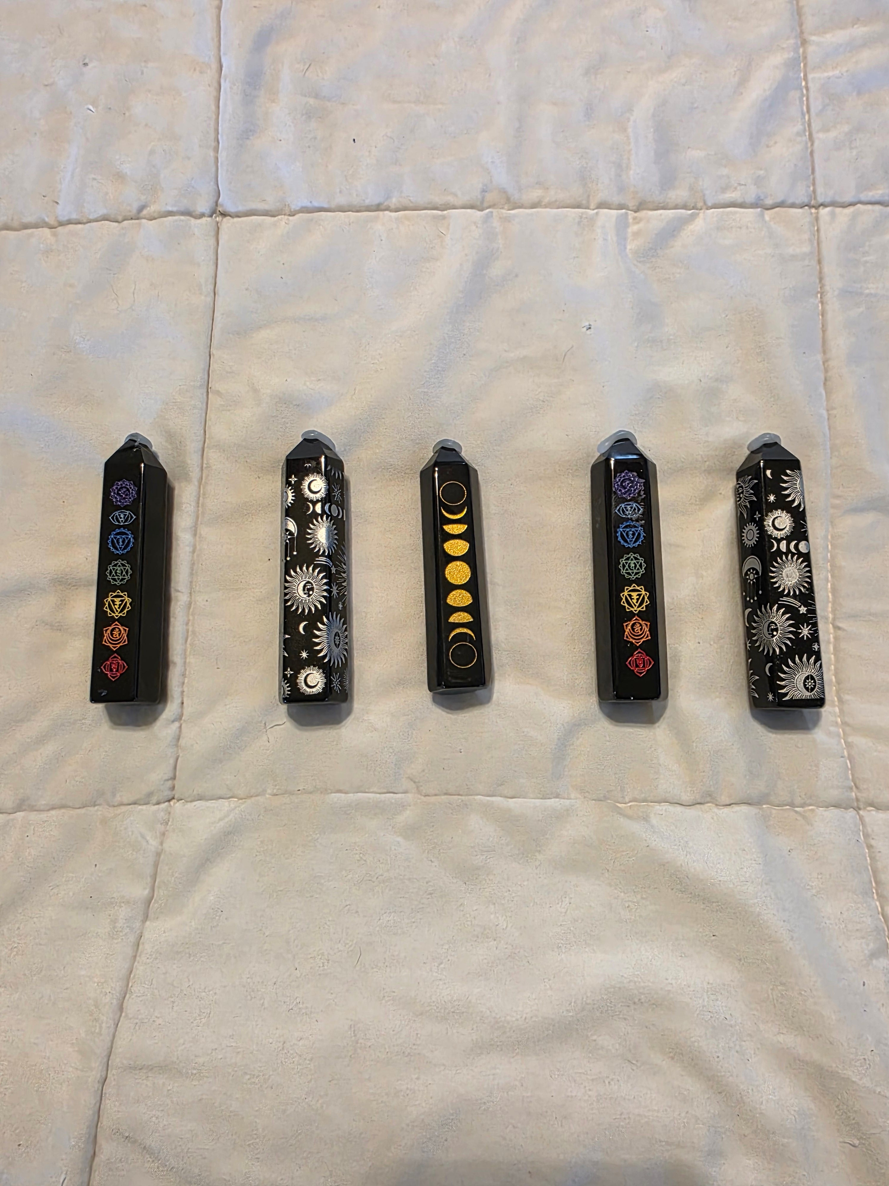 Black Obsidian Chakra Tower