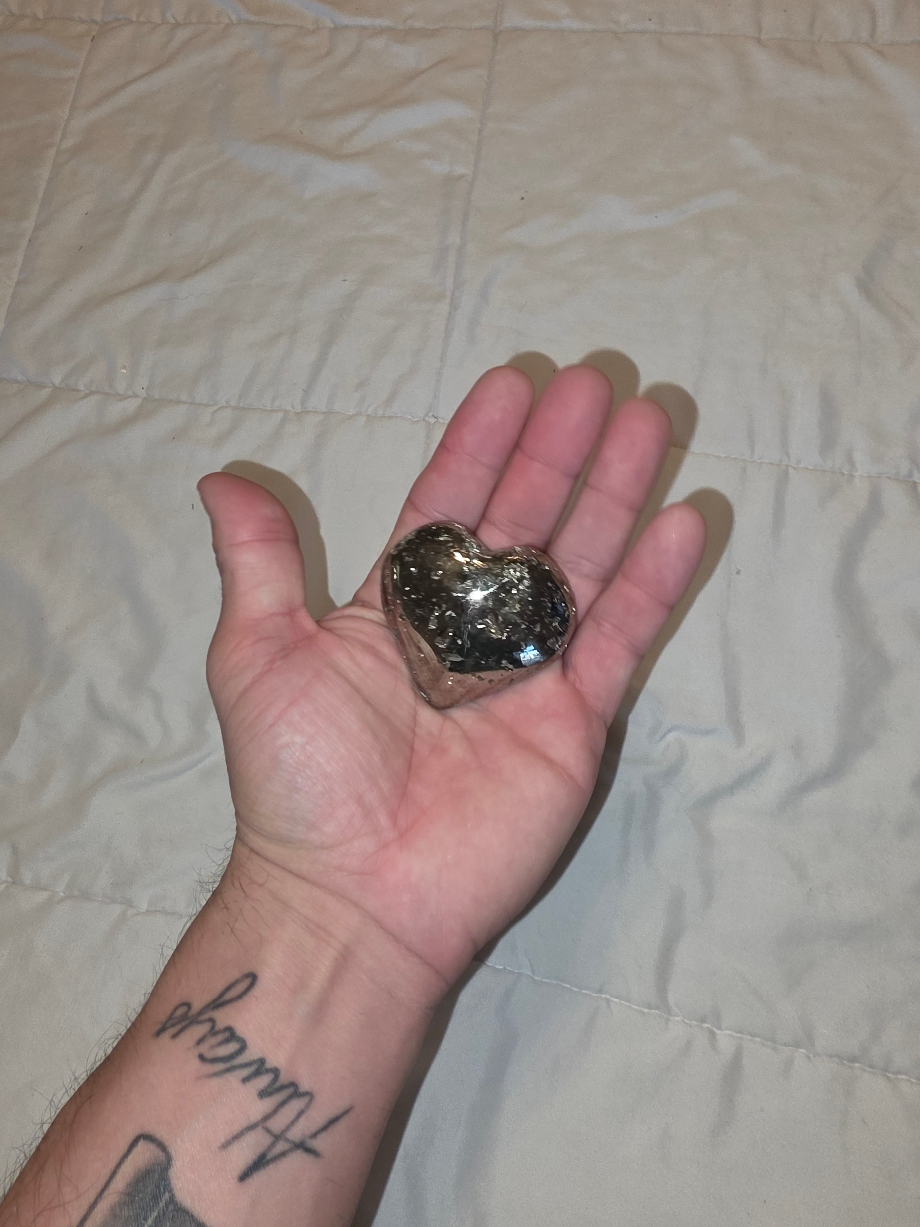 Pyrite Heart Palm Stone
