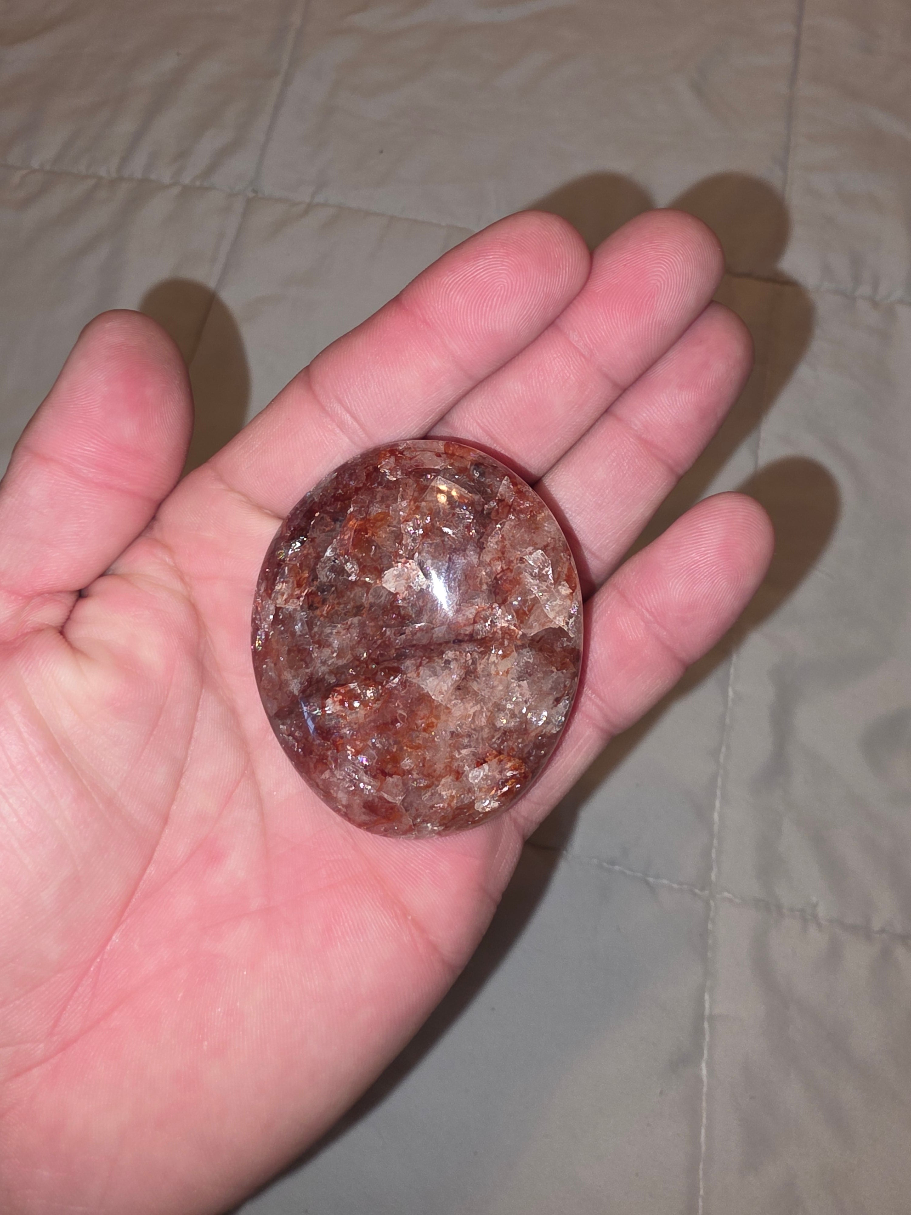 Red Fire Quartz Palm Stone