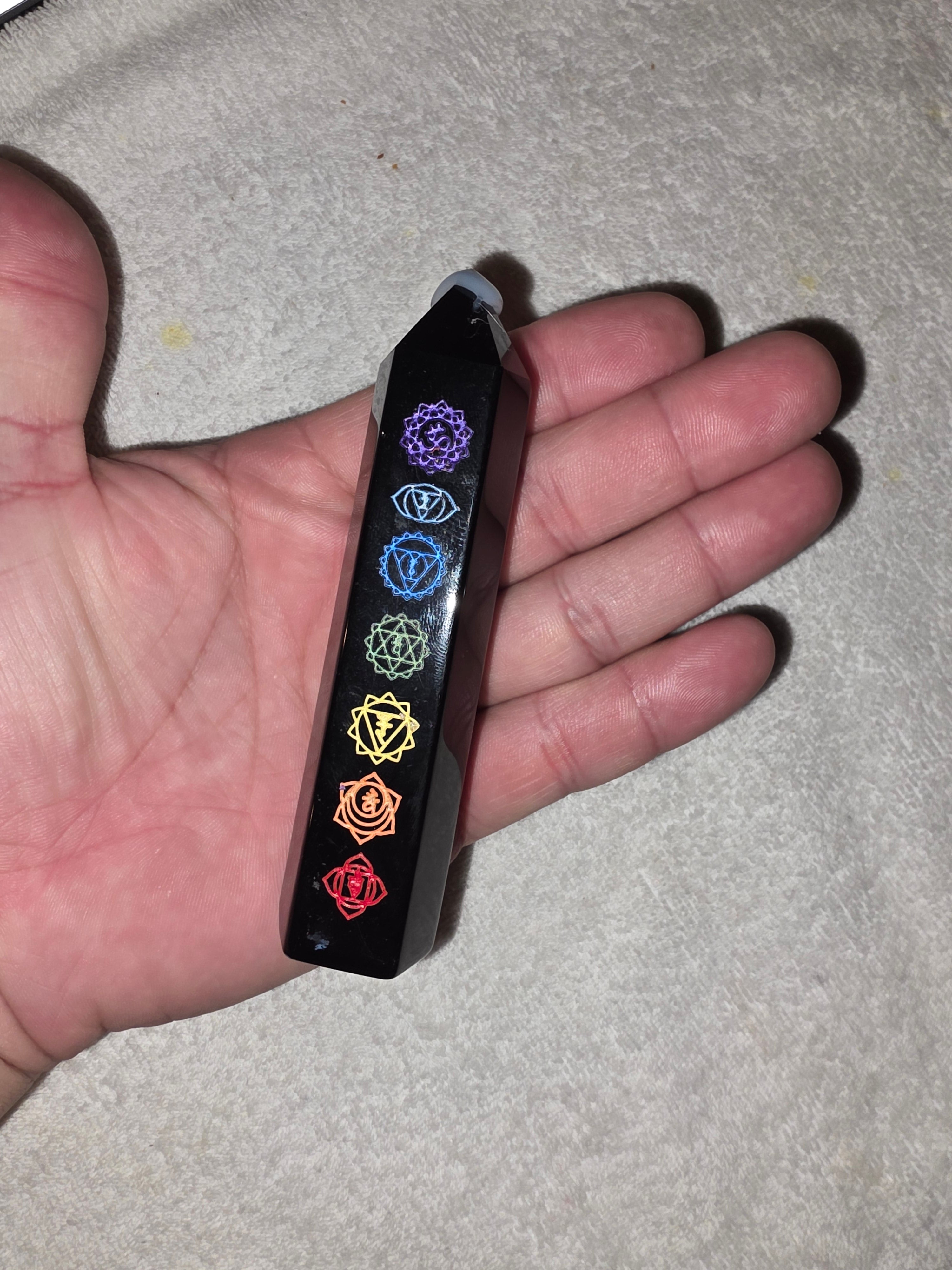 Black Obsidian Chakra Tower