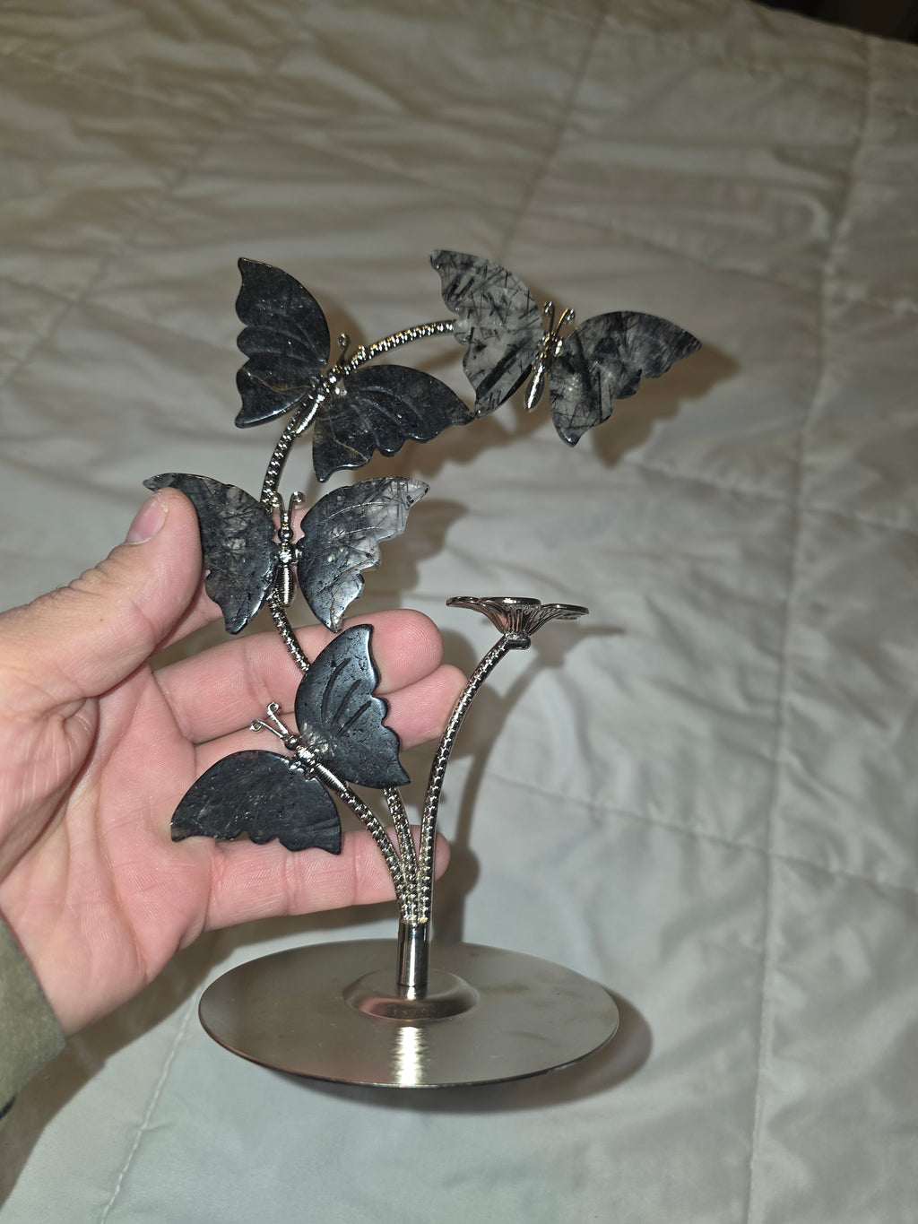 Black Tourmaline Butterfly Sphere Holder