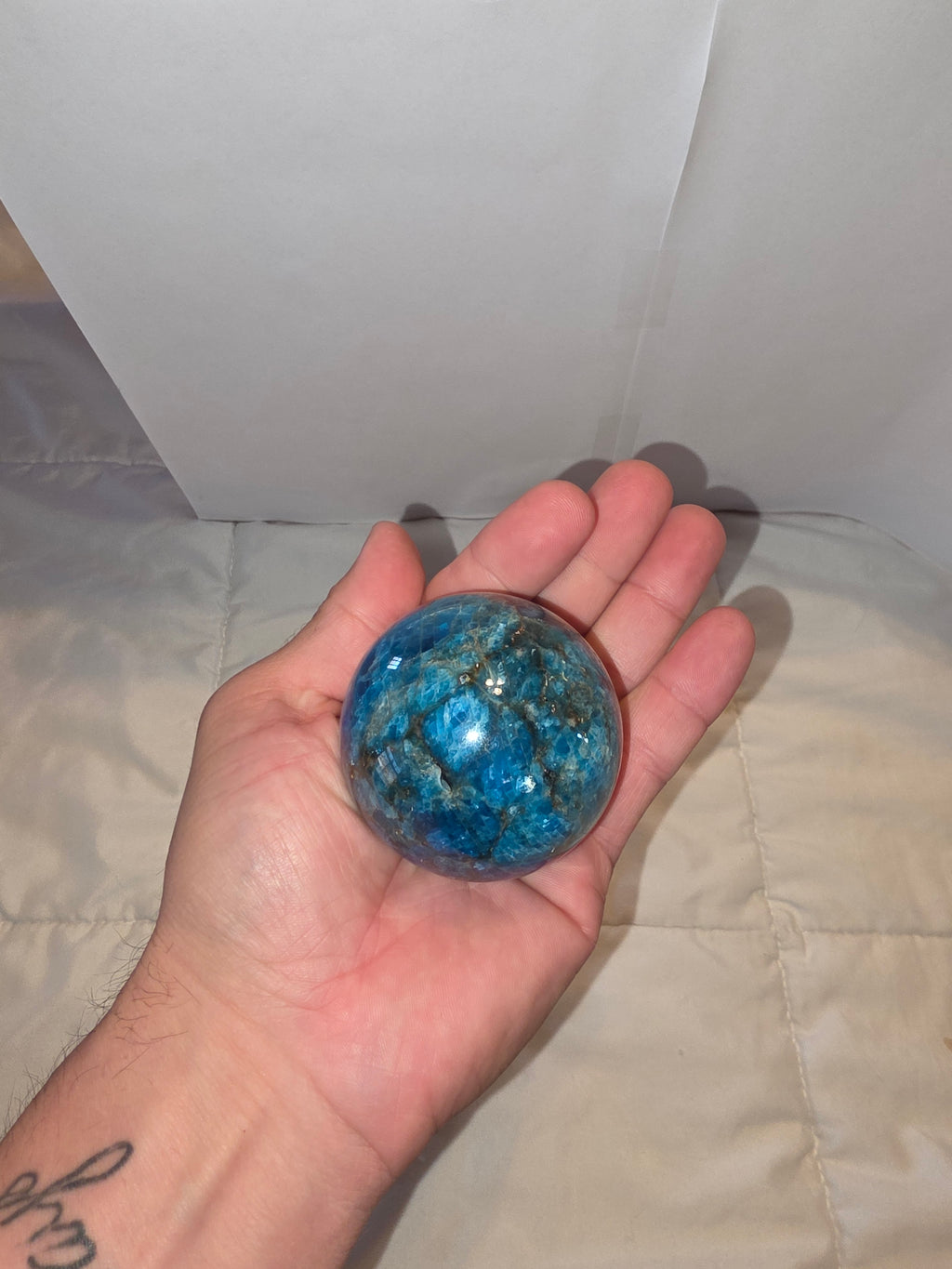 Blue Apatite Crystal Sphere