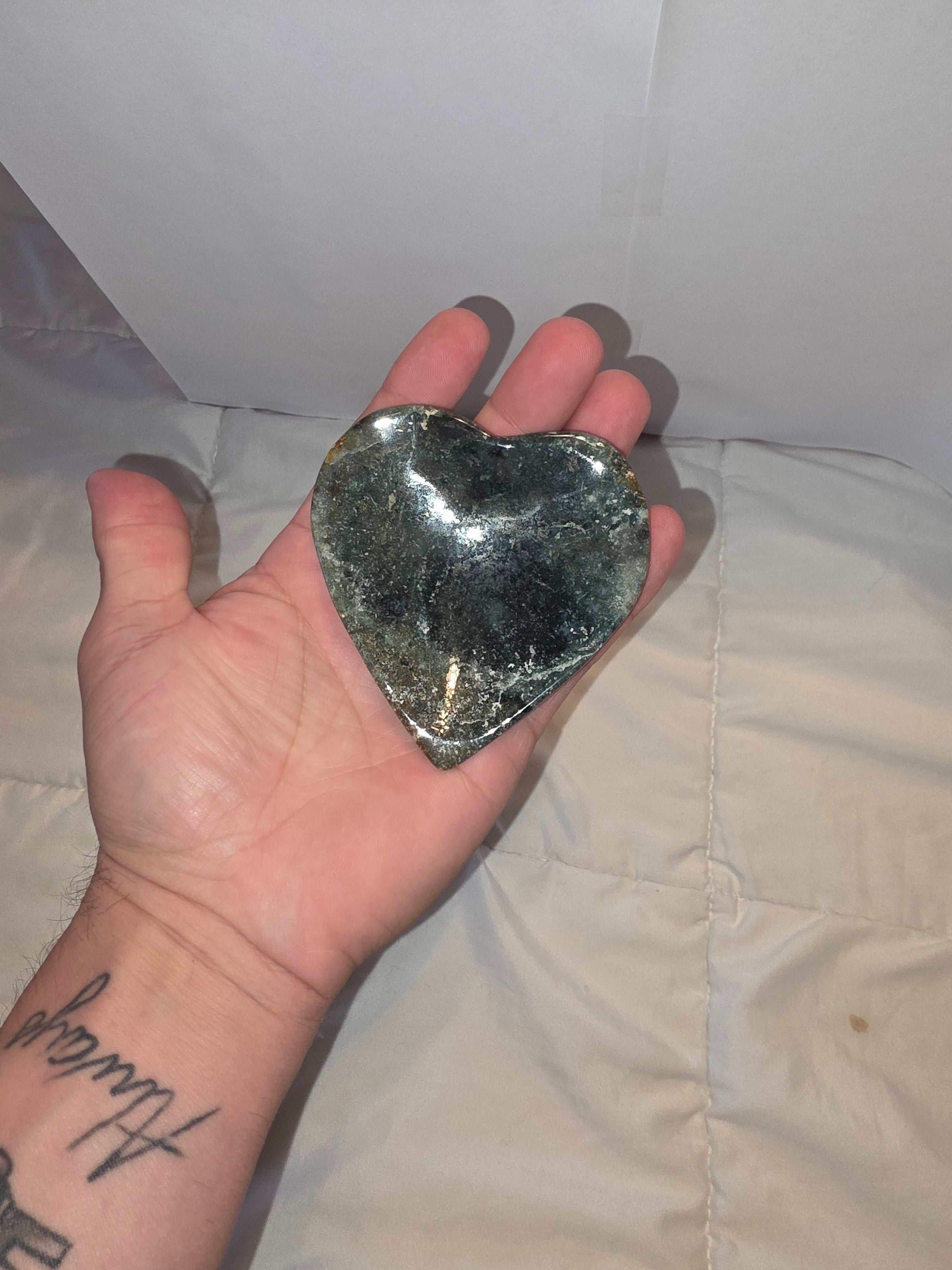 Green Jasper Jewelry/Crystal Heart Bowl