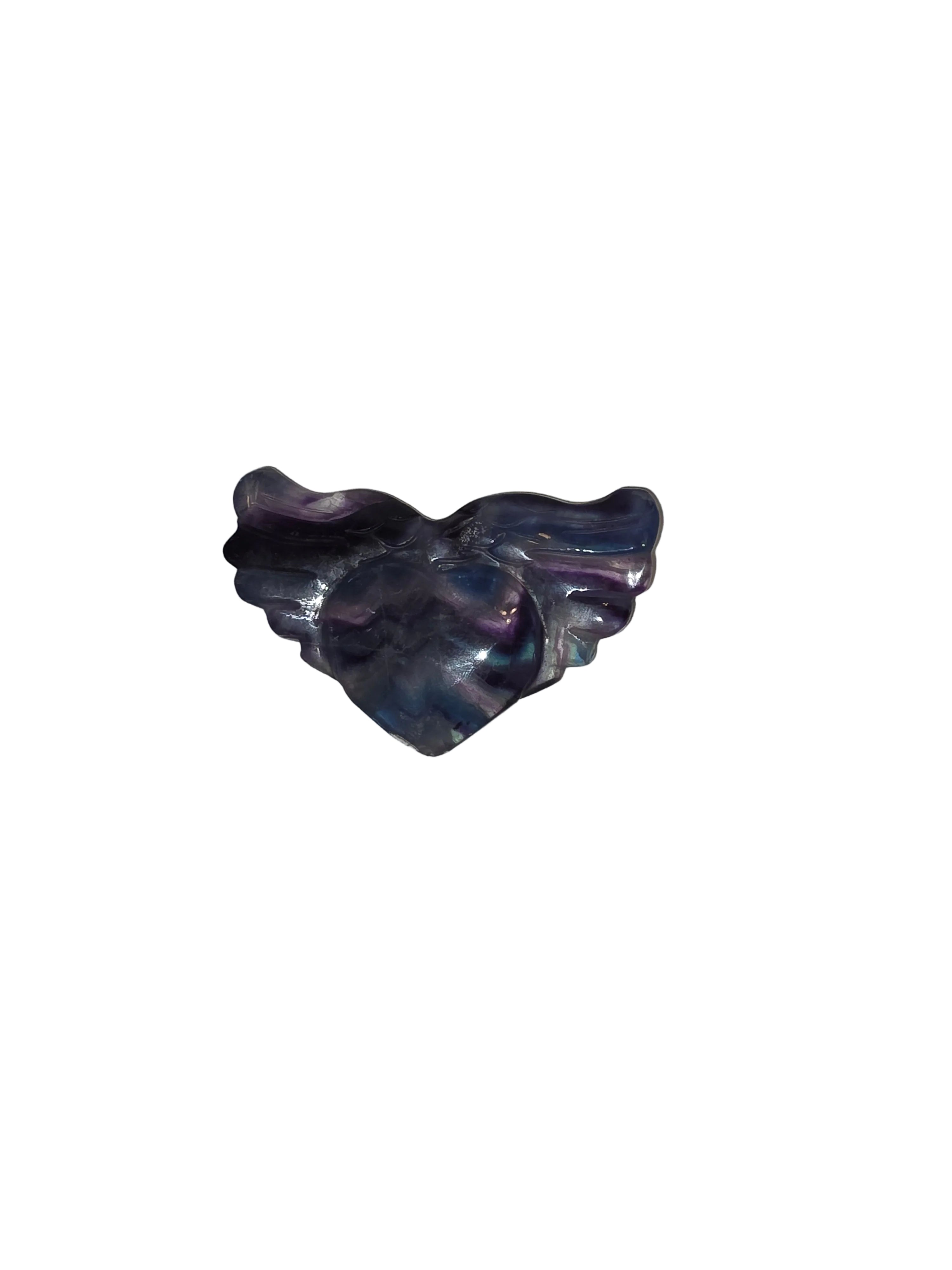 Rainbow Fluorite Heart w/ Wings