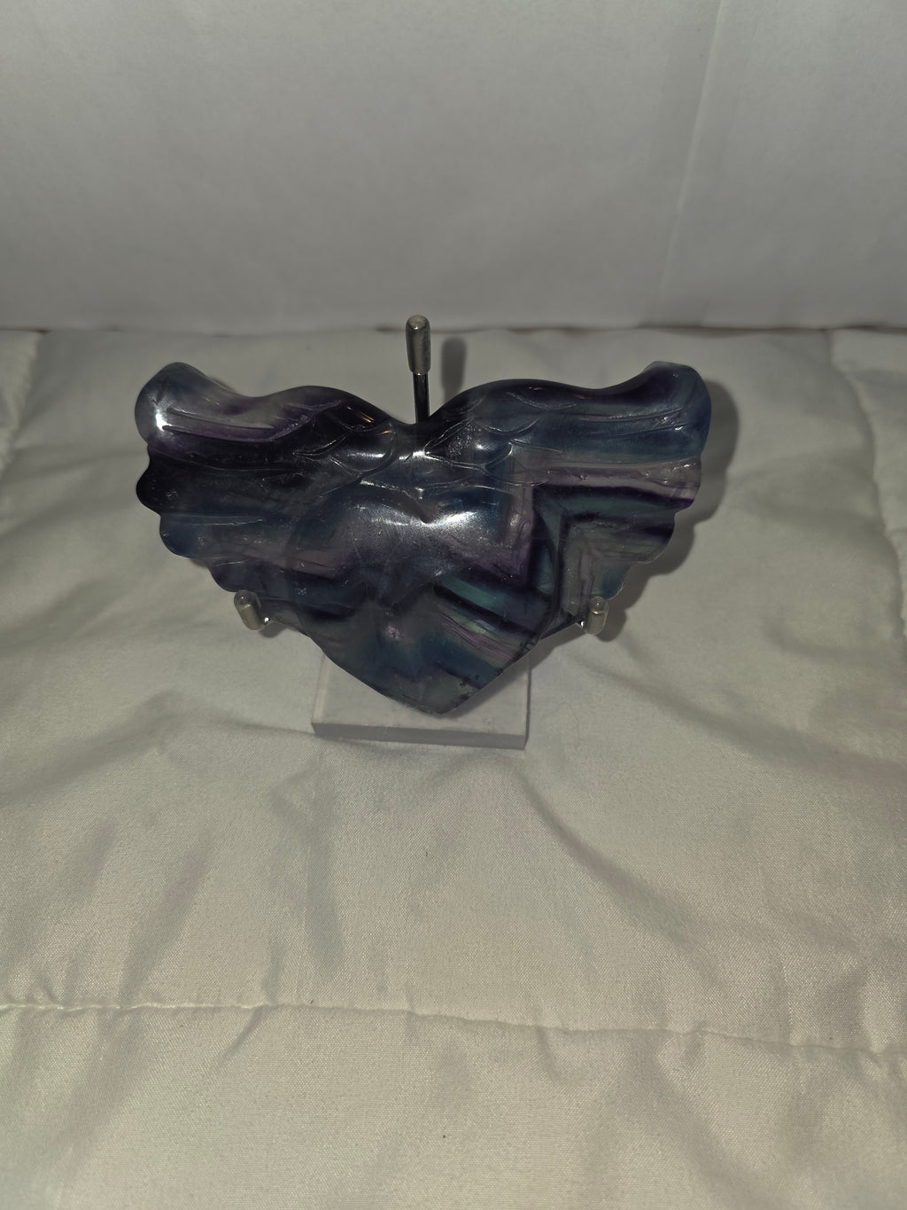 Rainbow Fluorite Heart w/ Wings