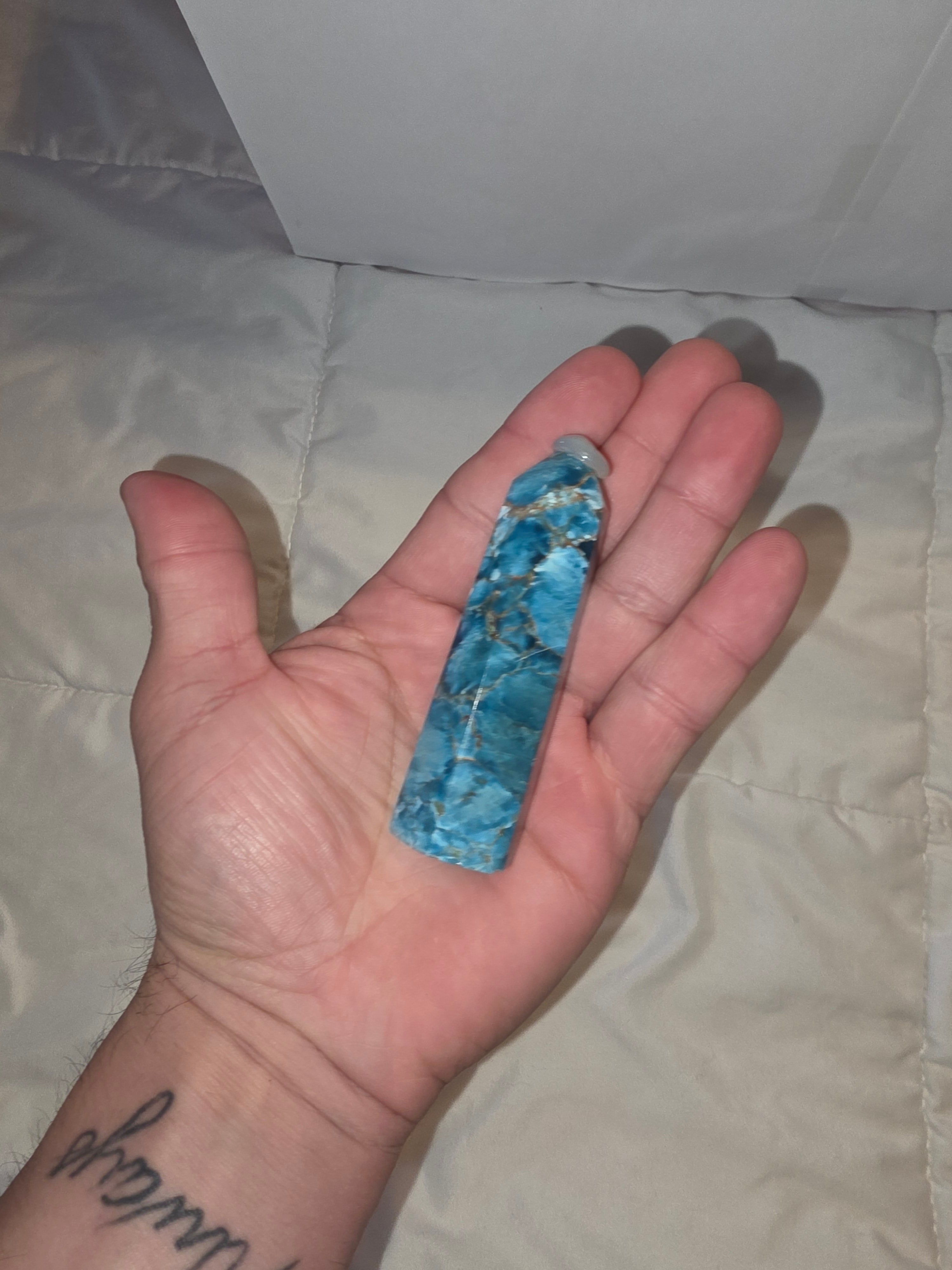 Blue Apatite Crystal Tower