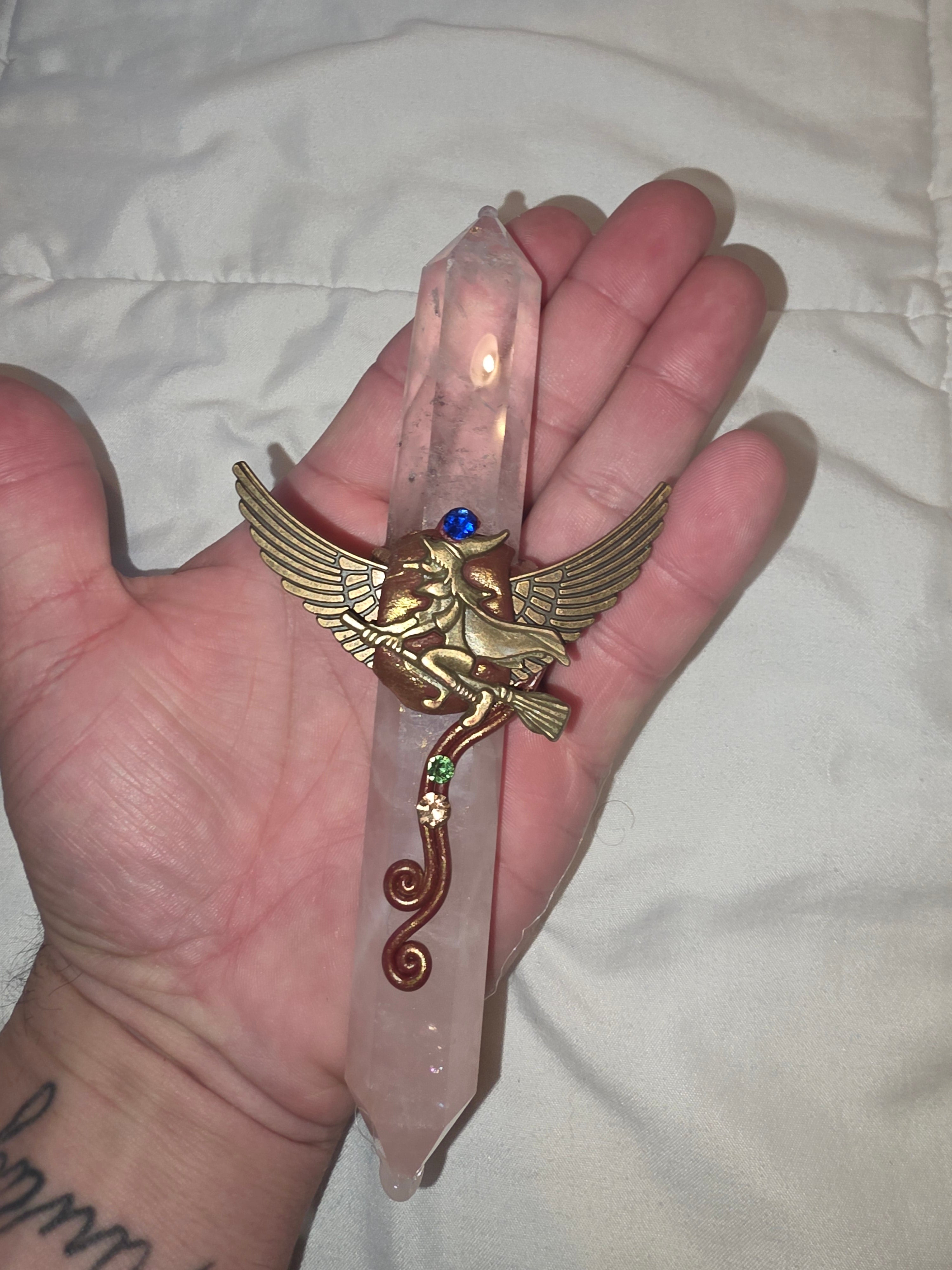 Clear Quartz/Amethyst Witch Crystal Wand