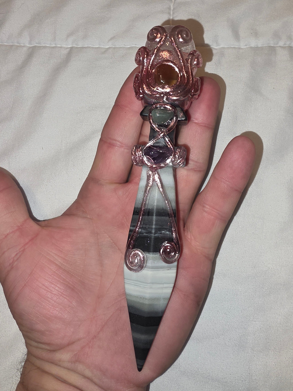 Zebra Calcite Ceremonial Altar Knife