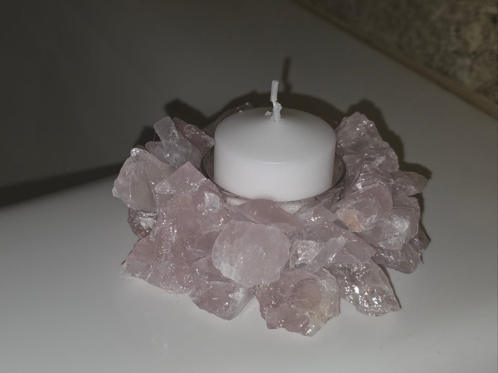 Rose Quartz Crystal Spiritual Candle Holder