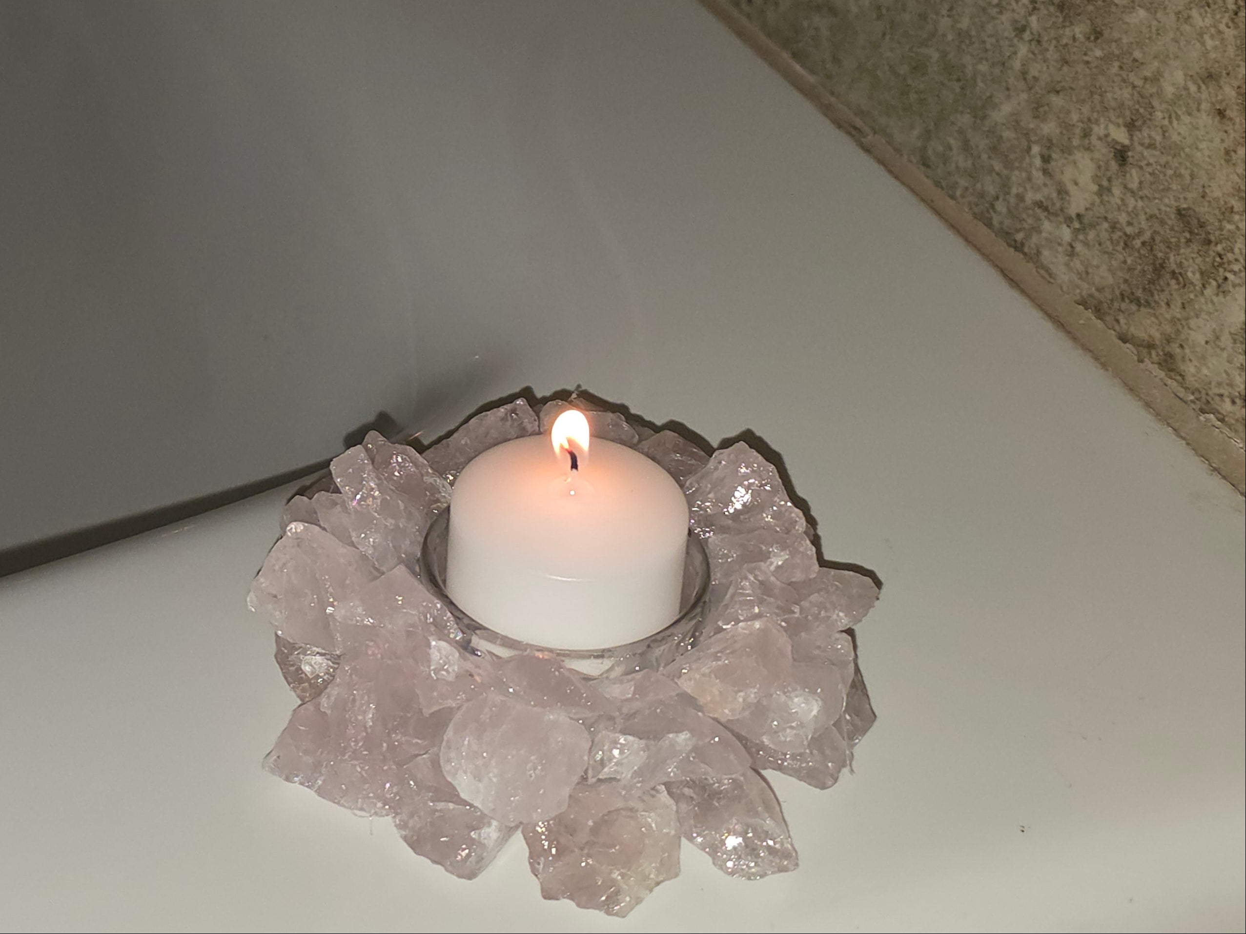 Rose Quartz Crystal Spiritual Candle Holder
