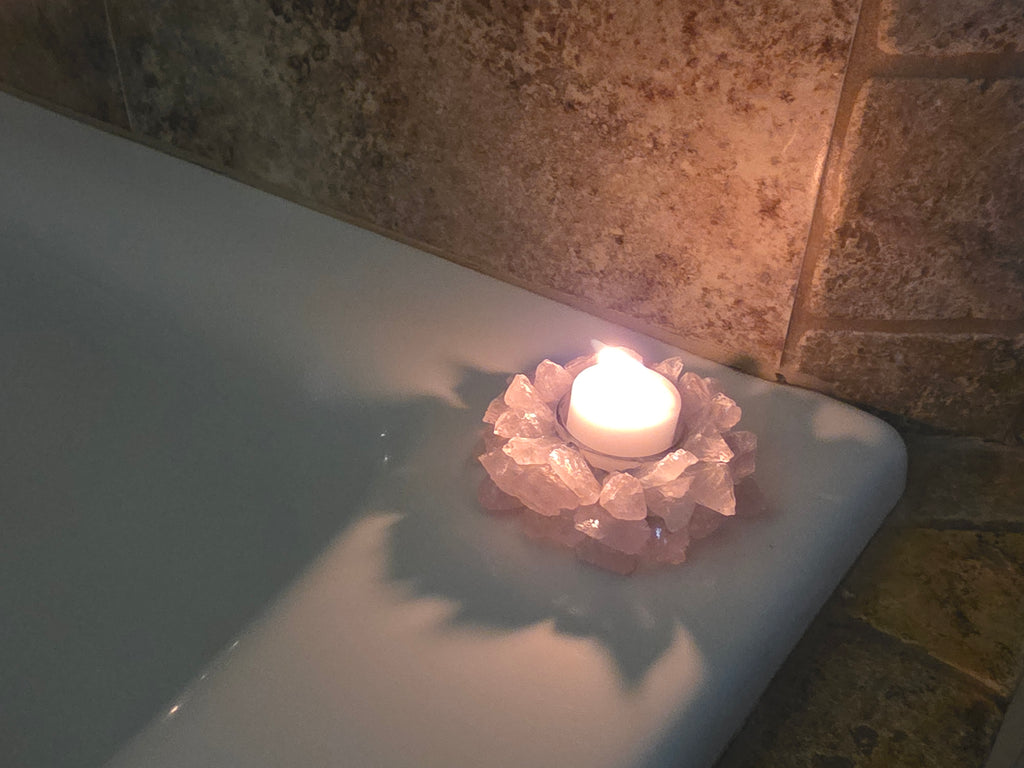Rose Quartz Crystal Spiritual Candle Holder