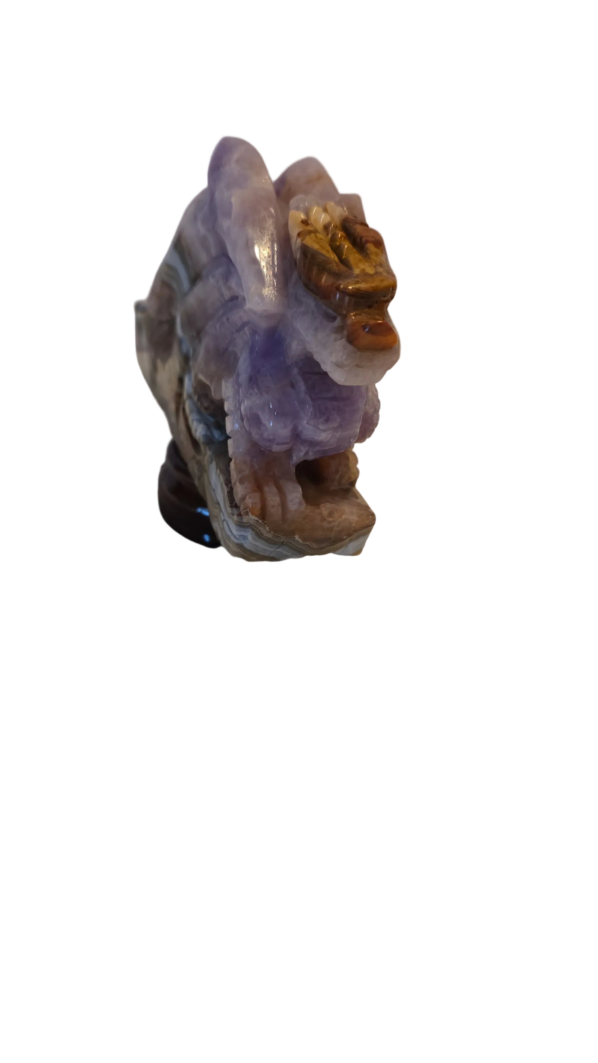 Super Seven (Amethyst & Hematite) Dragon Crystal Carving